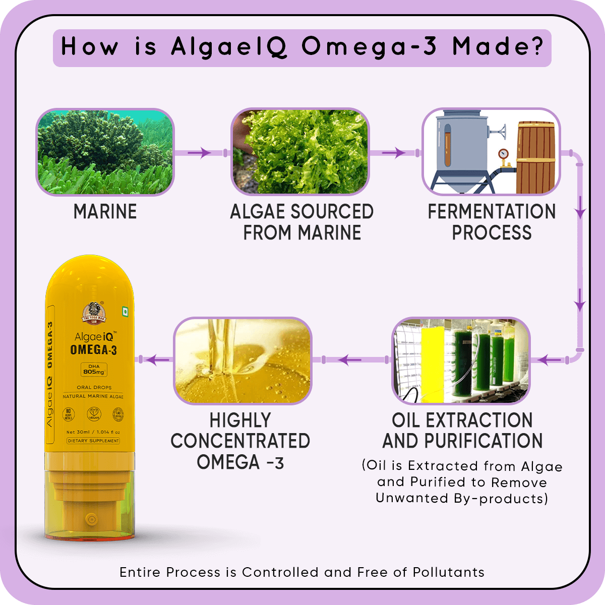 YogaManLab® AlgaeIQ Omega-3 with 800mg DHA | TEST