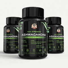 YogaManLab® Ashwagandha Tablets - 100% Lab Certified | Xtra Energy Booster & Stress Reliever - 30 Tablets