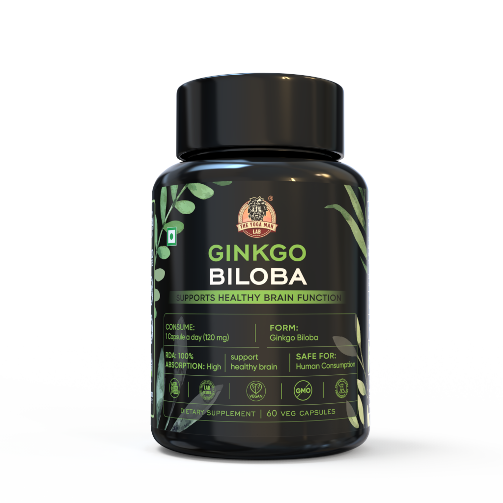 Ginkgo Biloba 500mg for Better Concentration, Memory & learning - Helps Anxiety & Stress, Healthy Blood Circulation, NON-GMO, Gluten Free Main image