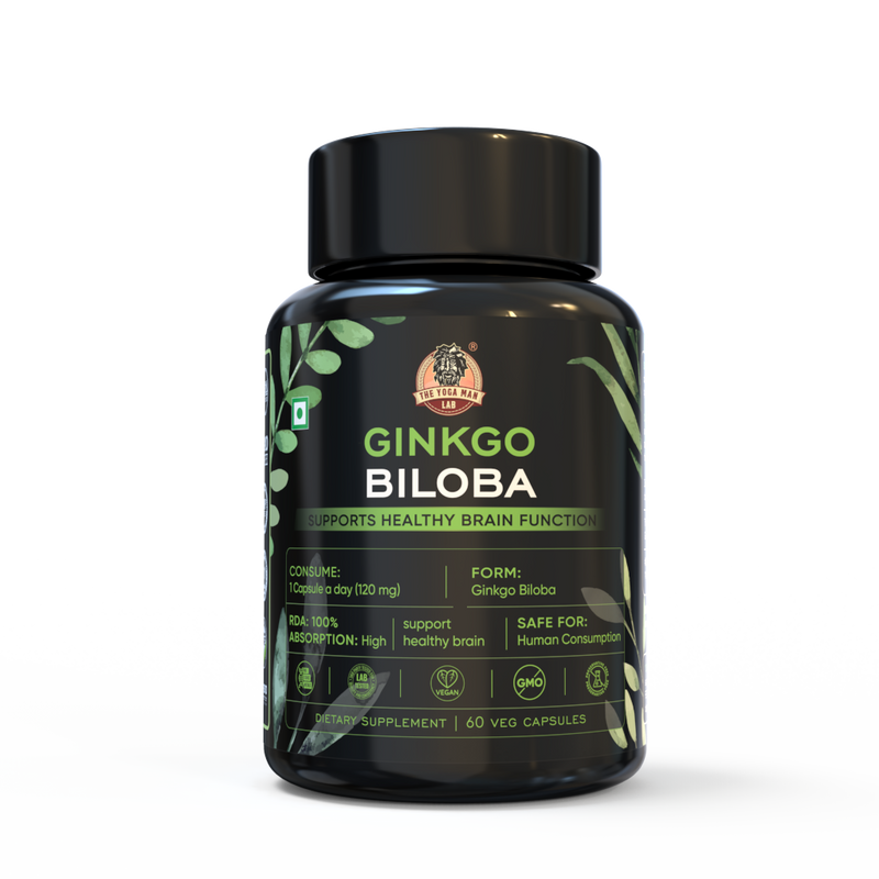 Ginkgo Biloba 500mg for Better Concentration, Memory & learning - Helps Anxiety & Stress, Healthy Blood Circulation, NON-GMO, Gluten Free