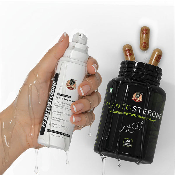 YogaManLab® PLANTOSTERONE Kit - Men Libido & Timing Booster | Ayurvedic Capsules & Serum | Enhances Bedroom Performance | 100% Natural