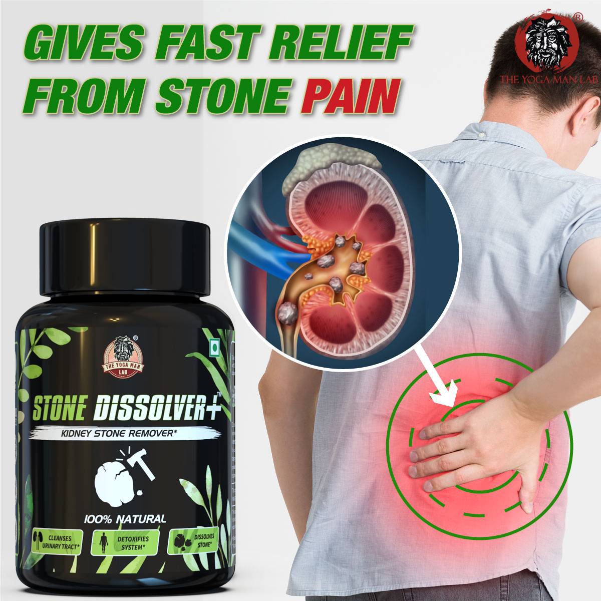 YogaManLab® STONE DISSOLVER+ - Stone Remover Ayurvedic Supplement | 100% Natural & Plant Based