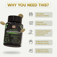 YogaManLab® Ashwagandha Tablets - 100% Lab Certified | Xtra Energy Booster & Stress Reliever - 30 Tablets