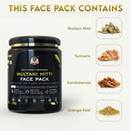 YogaManLab® Multani Mitti Glow Face Pack – For Deep Pore Cleansing, Acne Defense & Tan Removal (With Chandan, Turmeric & Orange Peel)