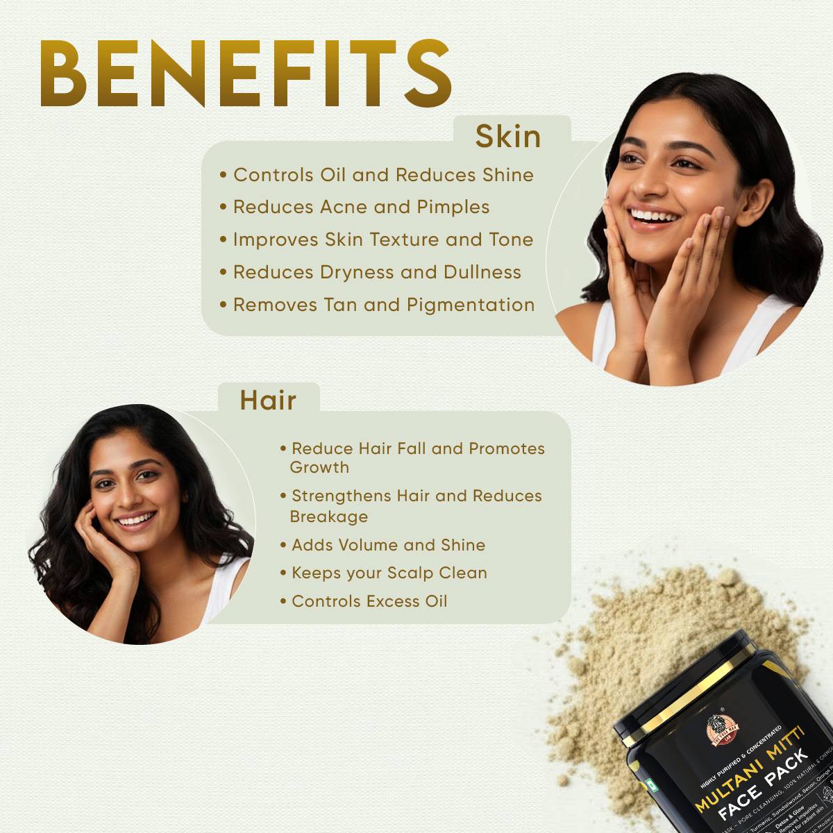 YogaManLab® Multani Mitti Glow Face Pack – For Deep Pore Cleansing, Acne Defense & Tan Removal (With Chandan, Turmeric & Orange Peel) Secondary image