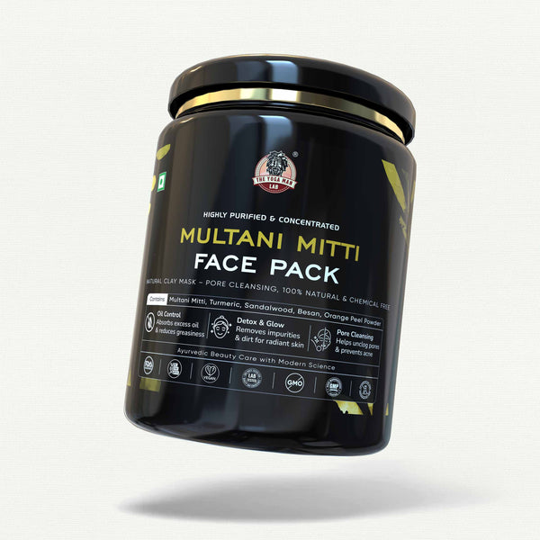 YogaManLab® Multani Mitti Glow Face Pack – For Deep Pore Cleansing, Acne Defense & Tan Removal (With Chandan, Turmeric & Orange Peel)
