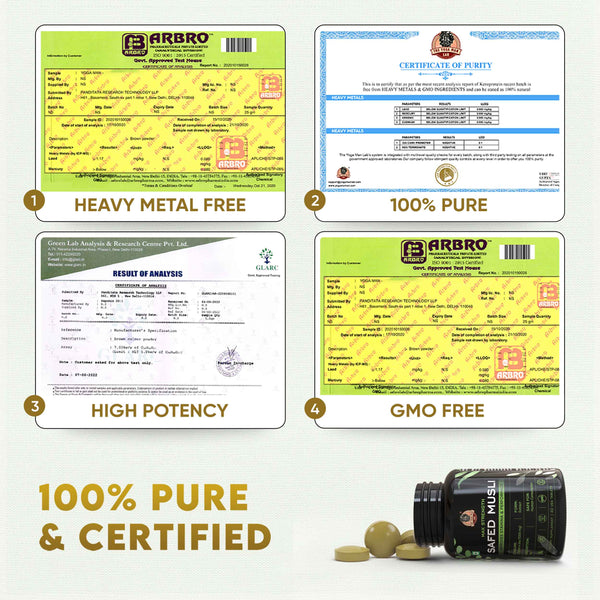 YogaManLab® Safed Musli Tablets – Improves Vitality - Lab Certified, Pesticide Free - 30 Tablets
