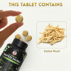 YogaManLab® Safed Musli Tablets – Improves Vitality - Lab Certified, Pesticide Free - 30 Tablets