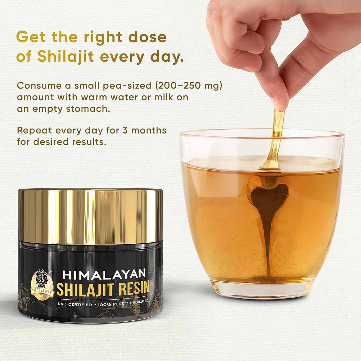 YogaManLab® Himalayan Shilajit Resin Gold | High Fulvic Acid & 87 Trace Minerals | Lab Certified, 100% Natural | 10gm Pack
