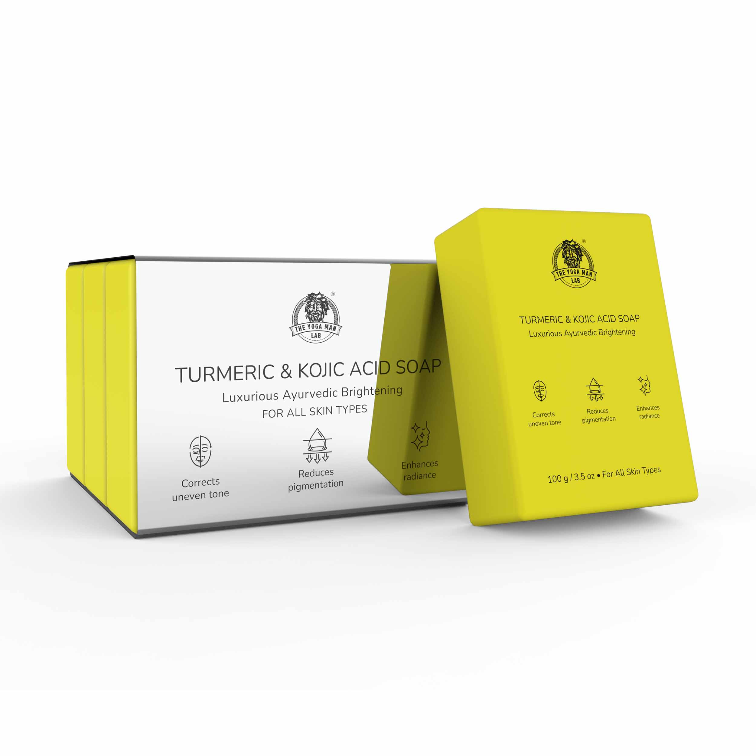 YogaManLab® Turmeric Kojic Herbal Soap – Gentle Skin Cleanser With Ayurvedic Ingredients – Pack of 3 Bars Main image