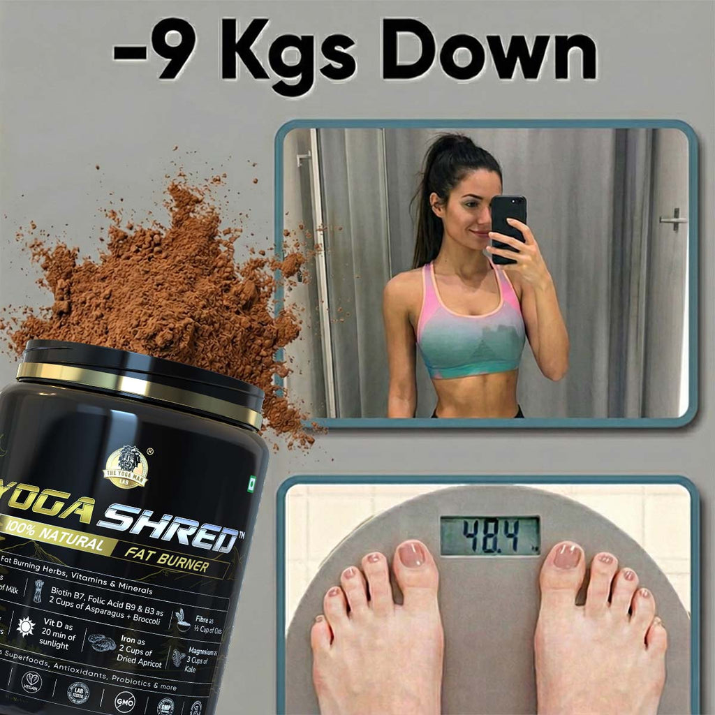 YogaManLab® YOGA SHRED - Burn Fat At-Home Ayurvedic Supplement Powder(Women) | Helps in Weight Loss & Boosting Energy | Ayurvedic & 100% Natural