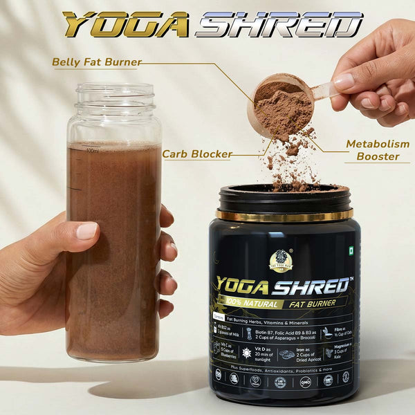 YogaManLab® YOGA SHRED - Burn Fat At-Home Ayurvedic Supplement Powder(Men) | Helps in Weight Loss & Boosting Energy | Ayurvedic & 100% Natural