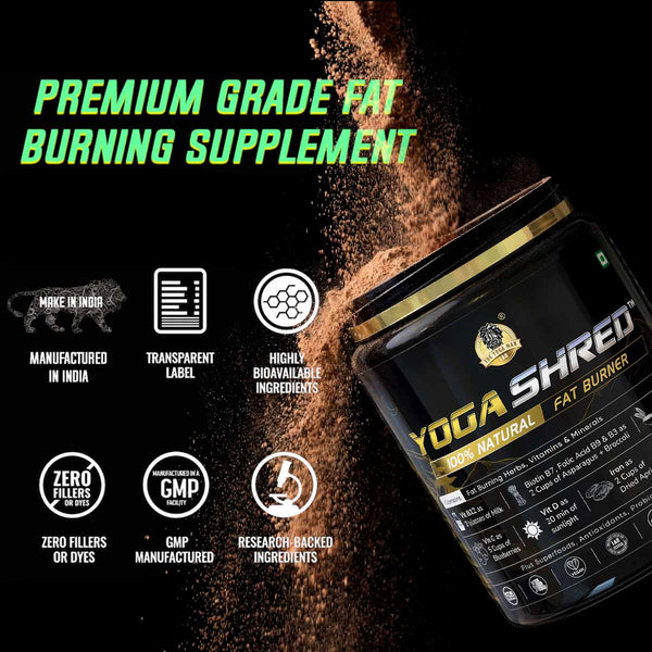 YogaManLab® YOGA SHRED - Burn Fat At-Home Ayurvedic Supplement Powder(Men) | Helps in Weight Loss & Boosting Energy | Ayurvedic & 100% Natural