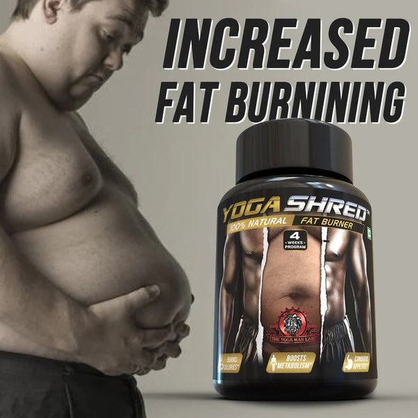 YogaManLab® YOGA SHRED - Burn Fat At-Home Ayurvedic Supplement Capsules (Men) | Helps in Weight Loss & Boosting Energy | Ayurvedic & 100% Natural