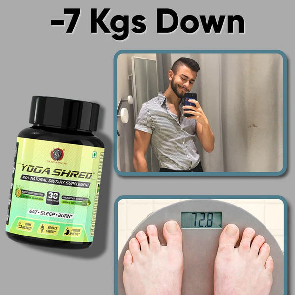 YogaManLab® YOGA SHRED - Burn Fat At-Home Ayurvedic Supplement Capsules (Men) | Helps in Weight Loss & Boosting Energy | Ayurvedic & 100% Natural