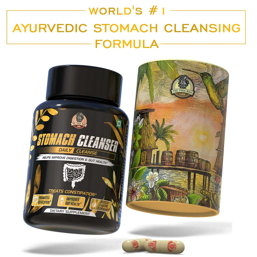 YogaManLab® STOMACH CLEANSER Daily Cleanse Ayurvedic Supplement | Probiotic Soluble Fiber For Smooth Morning Bowel Movement & Constipation Prevention | 100% Natural