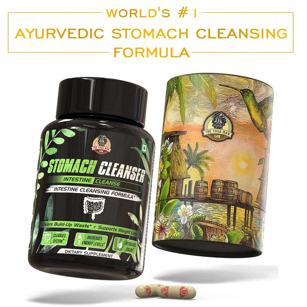 YogaManLab® STOMACH CLEANSER- Intestine Detox Ayurvedic Supplement | 14-Days Detox Program To Remove Constipation & Toxins | 100% Natural with Probiotics