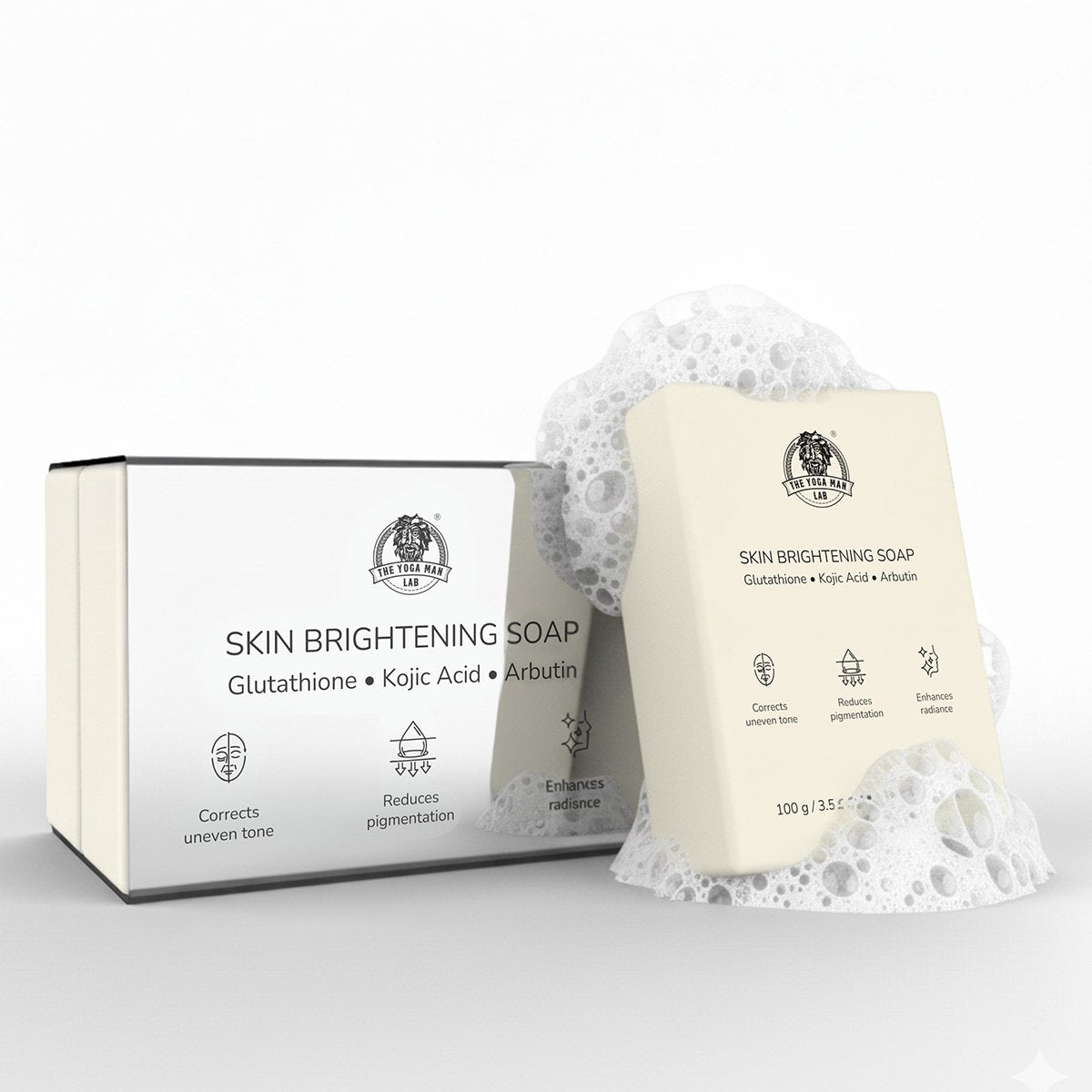 YogaManLab® Glutathione Skin Whitening Kojic Acid Soap | Makes Skin Bright & Glowing | Glutathione, Chandan, Haldi, Kesar, Sandal Wood and Saffron Soap | For Men & Women Skin