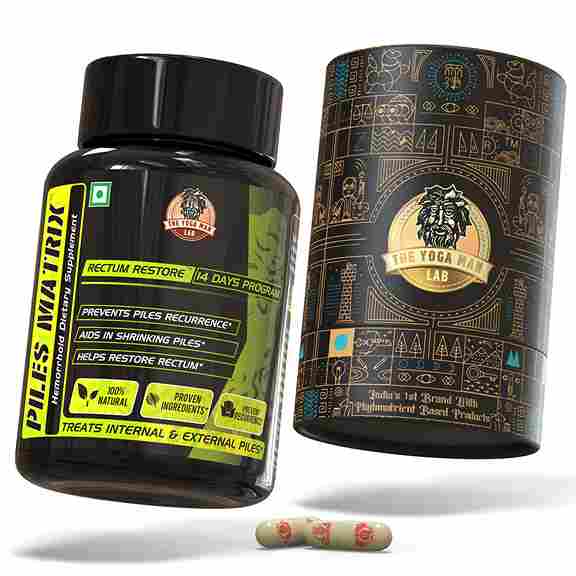 YogaManLab® PILES MATRIX - RECTUM RESTORE Ayurvedic Supplement | Shrink Piles Lumps & Mass and Treats Constipation | 100% Natural