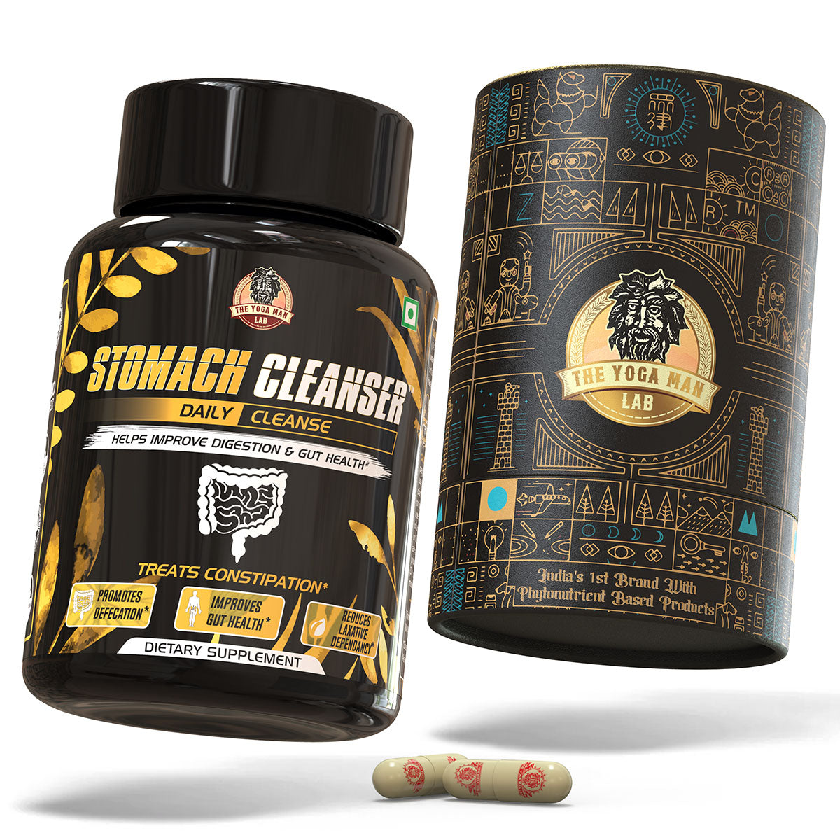STOMACH CLEANSER Daily Cleanse Ayurvedic Supplement | Probiotic Soluble Fiber For Smooth Morning Bowel Movement & Constipation Prevention | 100% Natural Health Care > Gut Health > Colon Detox > Supplement > Ayurvedic Constipation, IBS & Bowel Treatment The Yoga Man Lab    Main image
