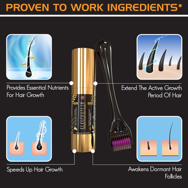 YogaManLab® KEROPROTEIN Plant Hair Growth Therapy Kit (Women) | Includes Topical Hair Growth Oil (30ml) + Keroneedle (0.5mm)