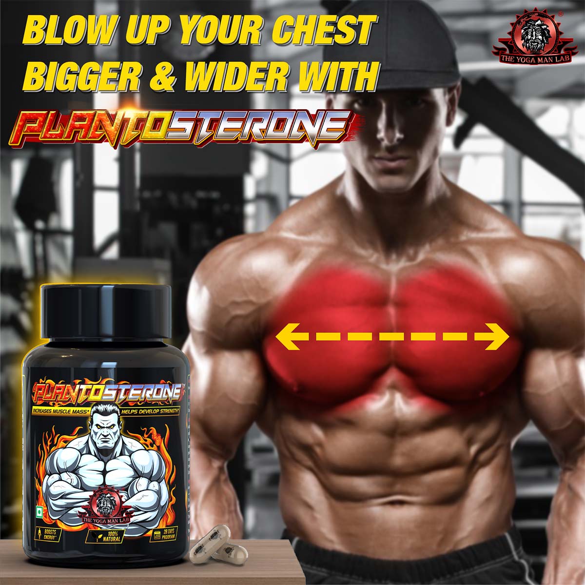 PLANTOSTERONE - Sexual Health Booster Supplement For Men | Helps Increase Libido & Sexual Drive | Ayurvedic & 100% Natural Health Care > Muscle Building > Muscle Growth > Supplement > Ayurvedic Weight Gain The Yoga Man Lab   