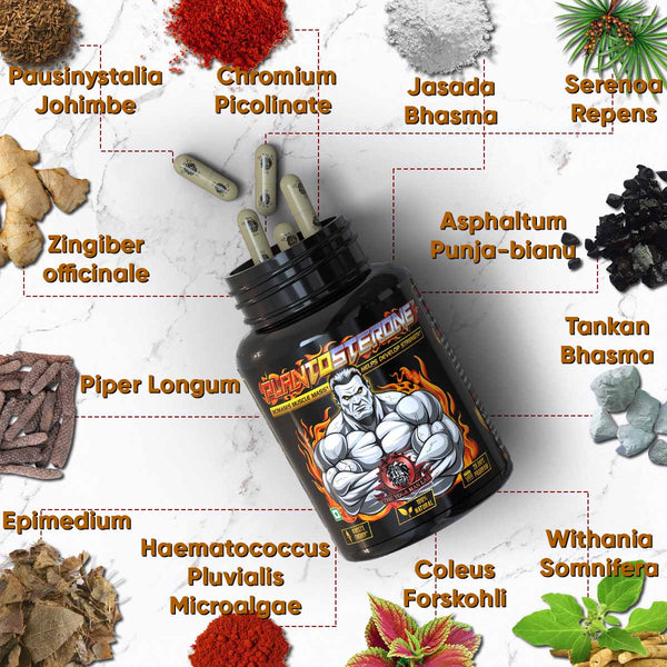 YogaManLab® PLANTOSTERONE - Ayurvedic Muscle Builder & Testosterone Booster | Helps Increase Muscle Size & Body Weight| 100% Natural