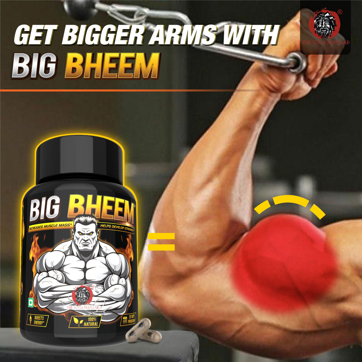 BIG BHEEM - Muscle & Weight Gain Supplement | 100% Natural Ayurvedic Testo Booster For Increased Bedroom Performance Health Care > Muscle Building > Muscle Growth > Supplement > Ayurvedic Weight Gain The Yoga Man Lab   