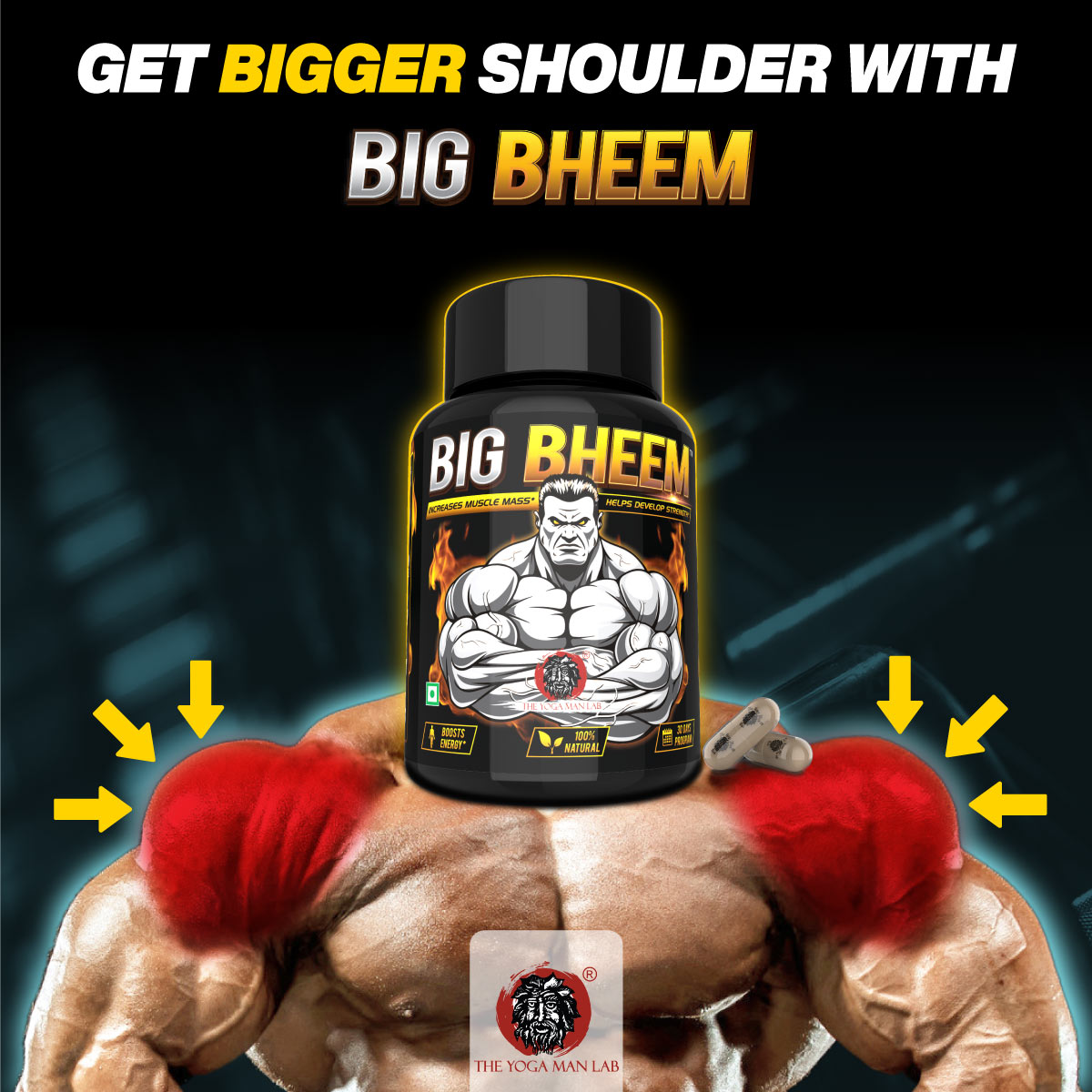 BIG BHEEM - Muscle & Weight Gain Supplement | 100% Natural Ayurvedic Testo Booster For Increased Bedroom Performance Health Care > Muscle Building > Muscle Growth > Supplement > Ayurvedic Weight Gain The Yoga Man Lab   