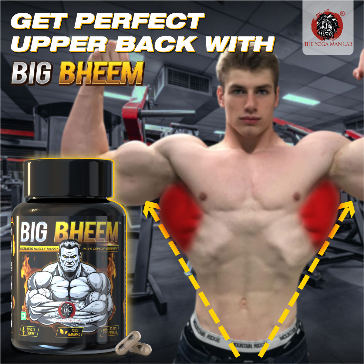 BIG BHEEM - Muscle & Weight Gain Supplement | 100% Natural Ayurvedic Testo Booster For Increased Bedroom Performance Health Care > Muscle Building > Muscle Growth > Supplement > Ayurvedic Weight Gain The Yoga Man Lab   
