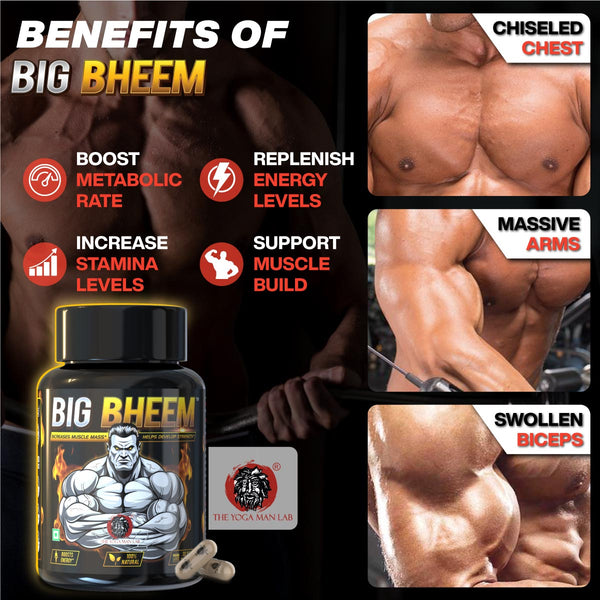 BIG BHEEM - Muscle & Weight Gain Supplement | 100% Natural Ayurvedic Testo Booster For Increased Bedroom Performance